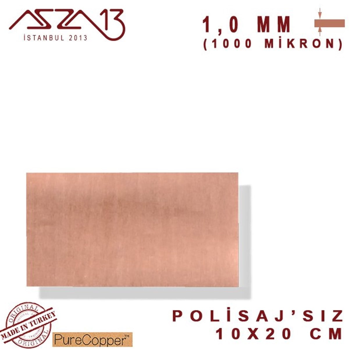 Bakır LevhaMETALMarkasız1,0 mm Bakır Levha (100mm x 200mm)