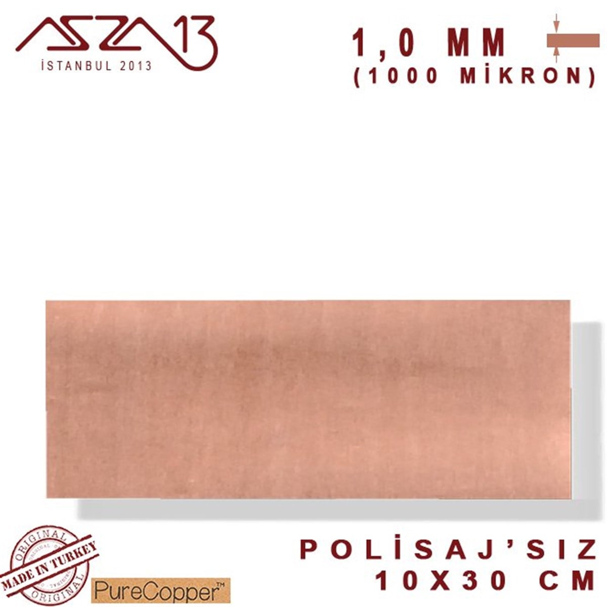 Bakır LevhaMETALMarkasız1,0 mm Bakır Levha (100mm x 300mm)