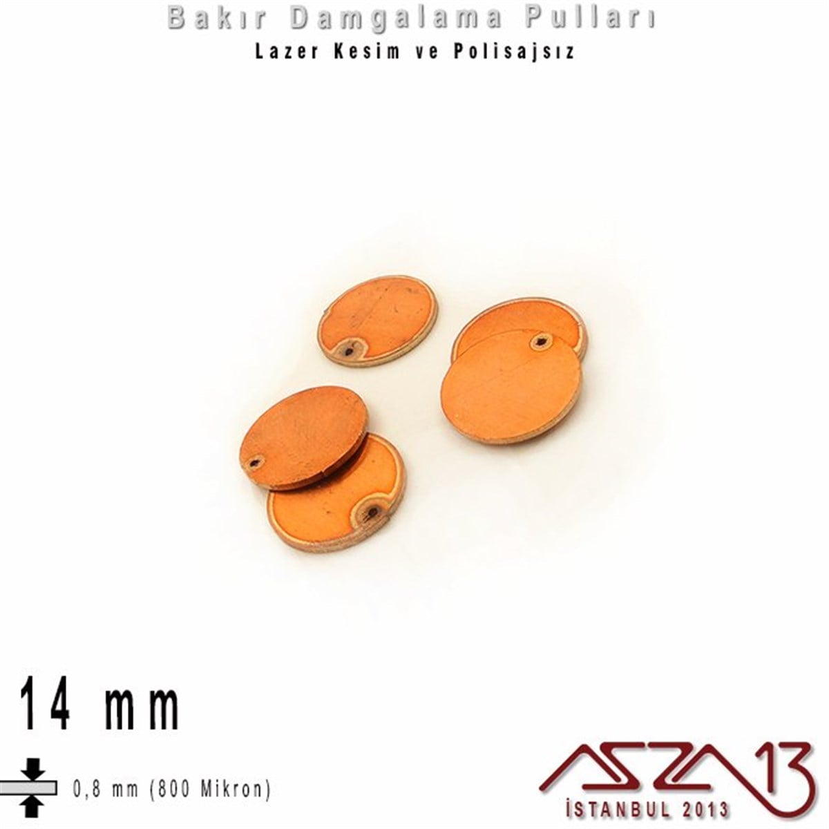 Bakır PulTAKI MALZEMEazza13Bakır - 14 mm - Damgalama Pulu - Tek Delik - Yuvarlak / 5 Adet