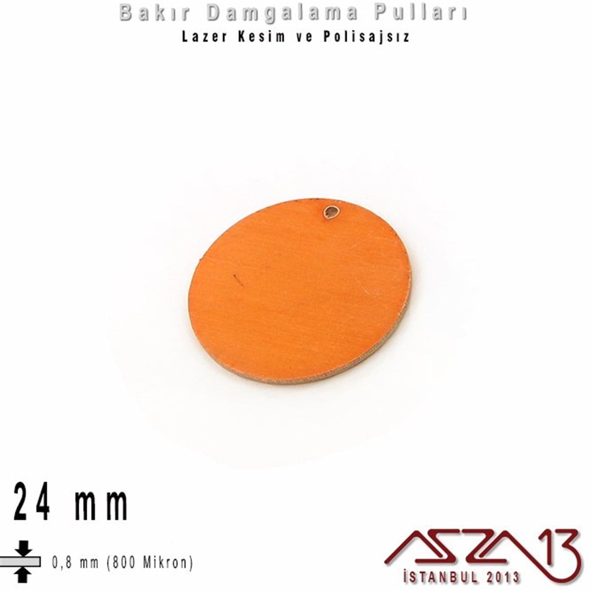 Bakır PulTAKI MALZEMEazza13Bakır - 24 mm - Damgalama Pulu - Tek Delik - Yuvarlak / 1 Adet