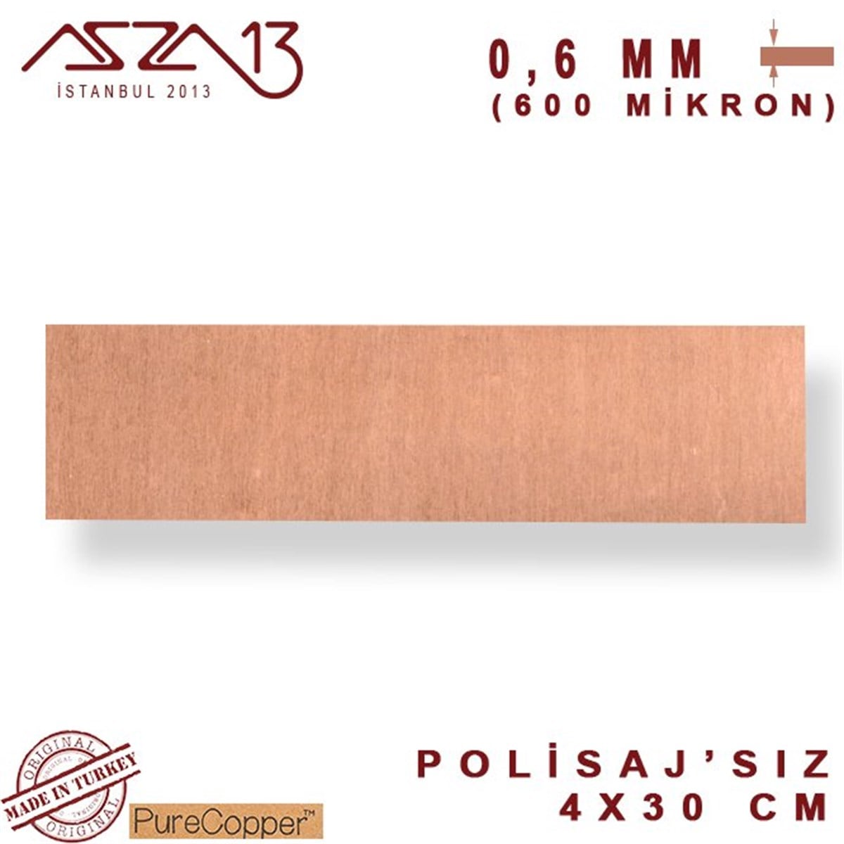 Bakır Şerit BantMETALMarkasız0,6 mm Bakır Şerit (40mm x 300mm)