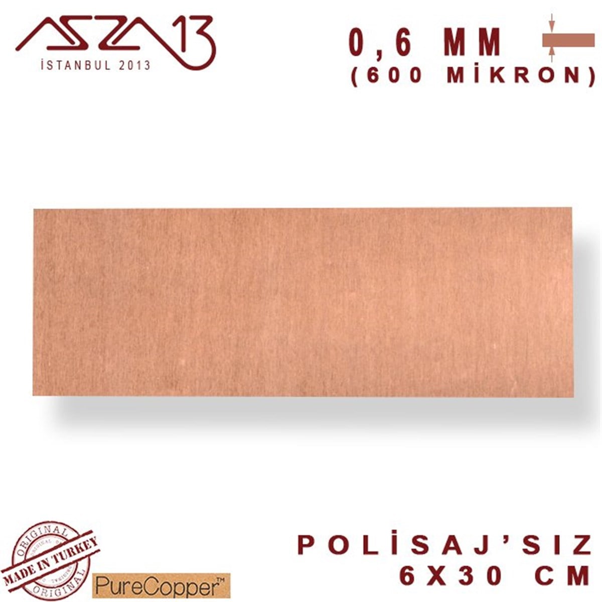 Bakır Şerit BantMETALMarkasız0,6 mm Bakır Şerit (60mm x 300mm)