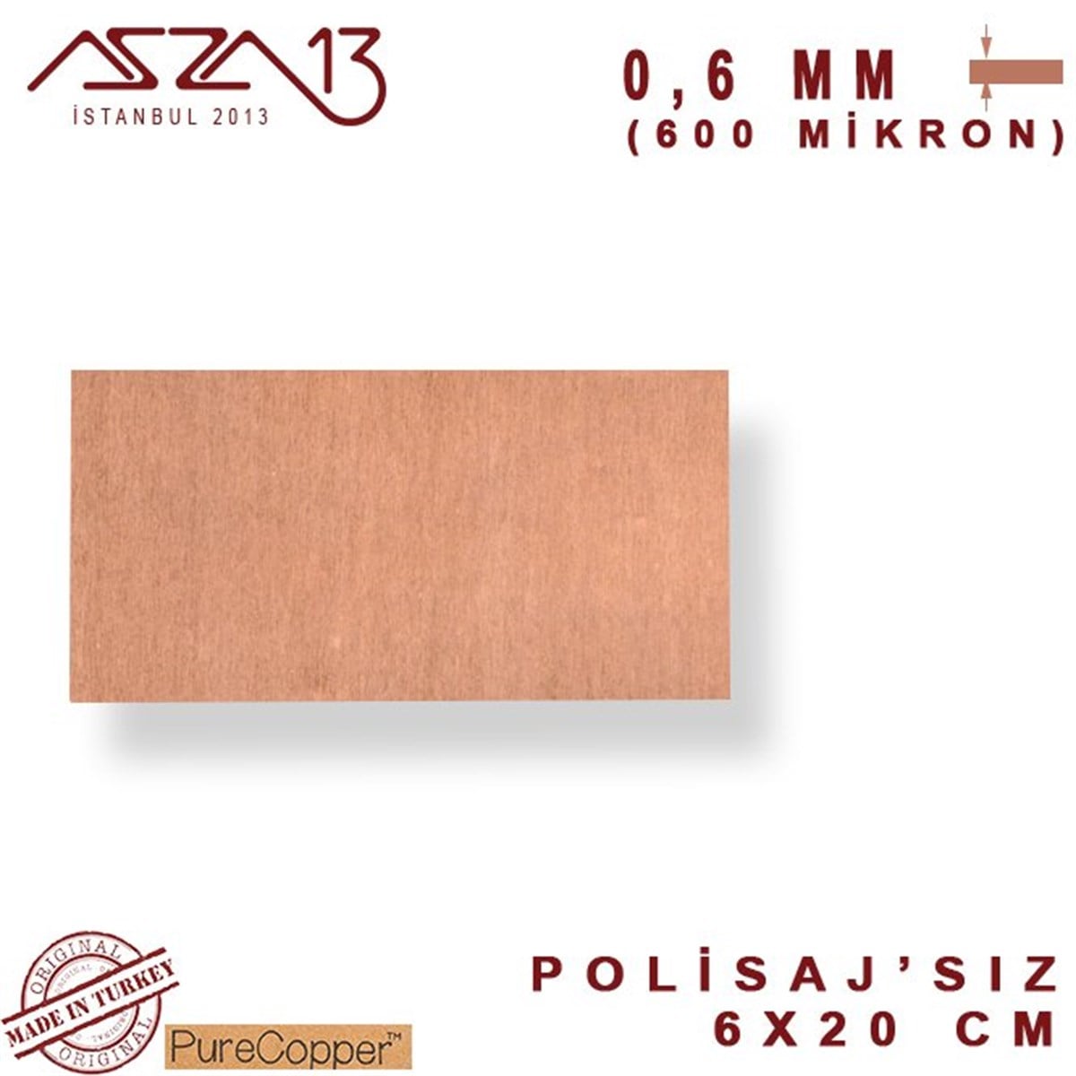Bakır Şerit BantMETALMarkasız0,6 mm Bakır Şerit (60mm x 200mm)