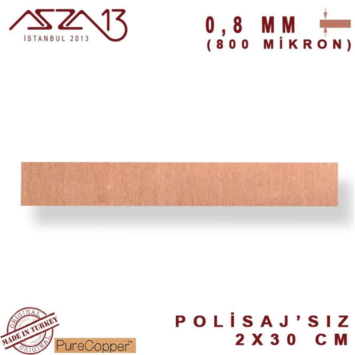 Bakır Şerit BantMETALMarkasız0,8 mm Bakır Şerit (20mm x 300mm)