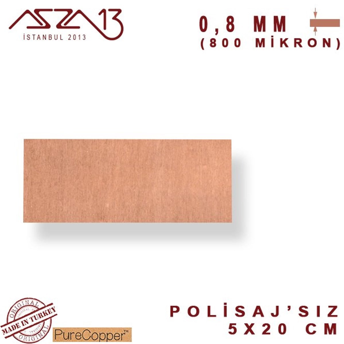 Bakır Şerit BantMETALMarkasız0,8 mm Bakır Şerit (50mm x 200mm)
