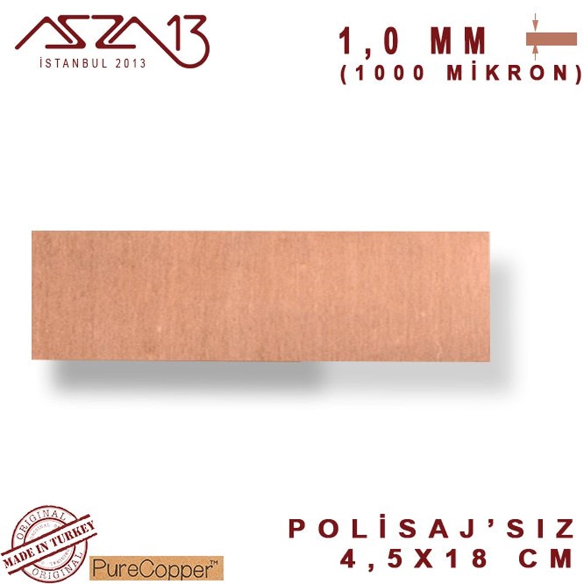 Bakır Şerit BantMETALMarkasız1,0 mm Bakır Şerit (45 mm x 180 mm)