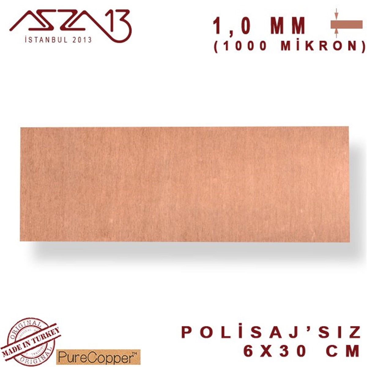 Bakır Şerit BantMETALMarkasız1,0 mm Bakır Şerit (60mm x 300mm)