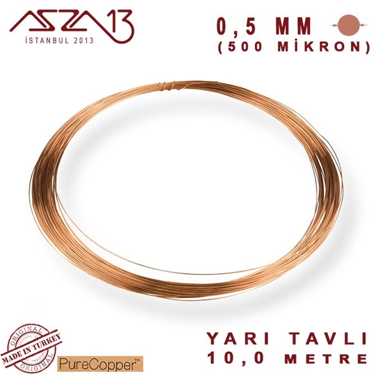 Bakır TelMETALazza130.5 mm (500 Mikron) Bakır Tel / Paket İçeriği 10 m