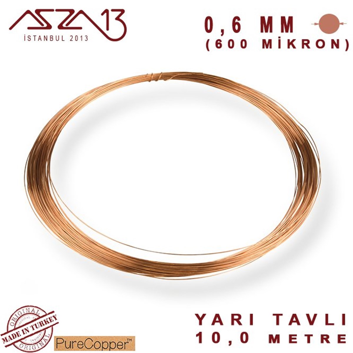 Bakır TelMETALazza130.6 mm (600 Mikron) Bakır Tel / Paket İçeriği 10 m