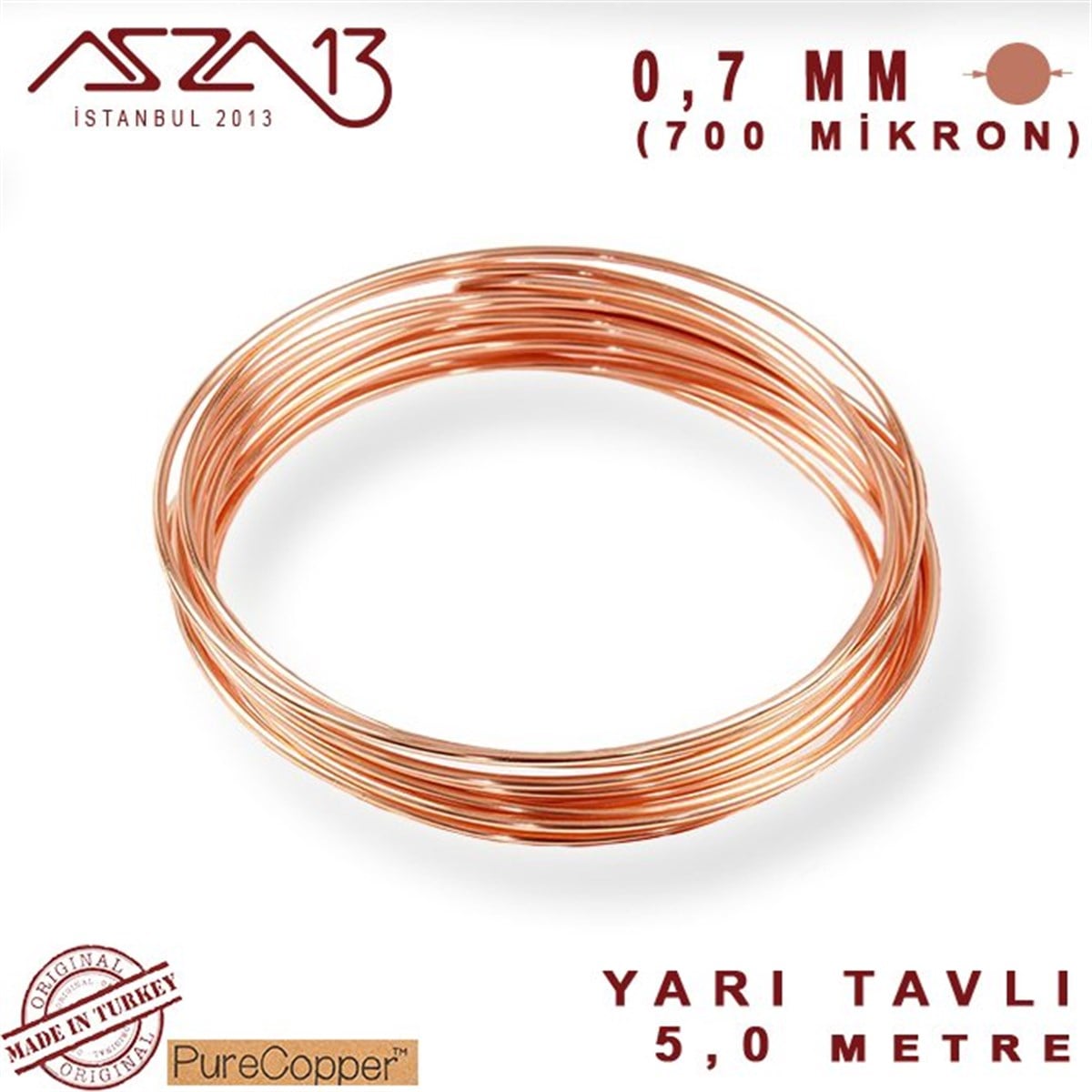 Bakır TelMETALazza130.7 mm (700 Mikron) Bakır Tel / Paket İçeriği 5 m