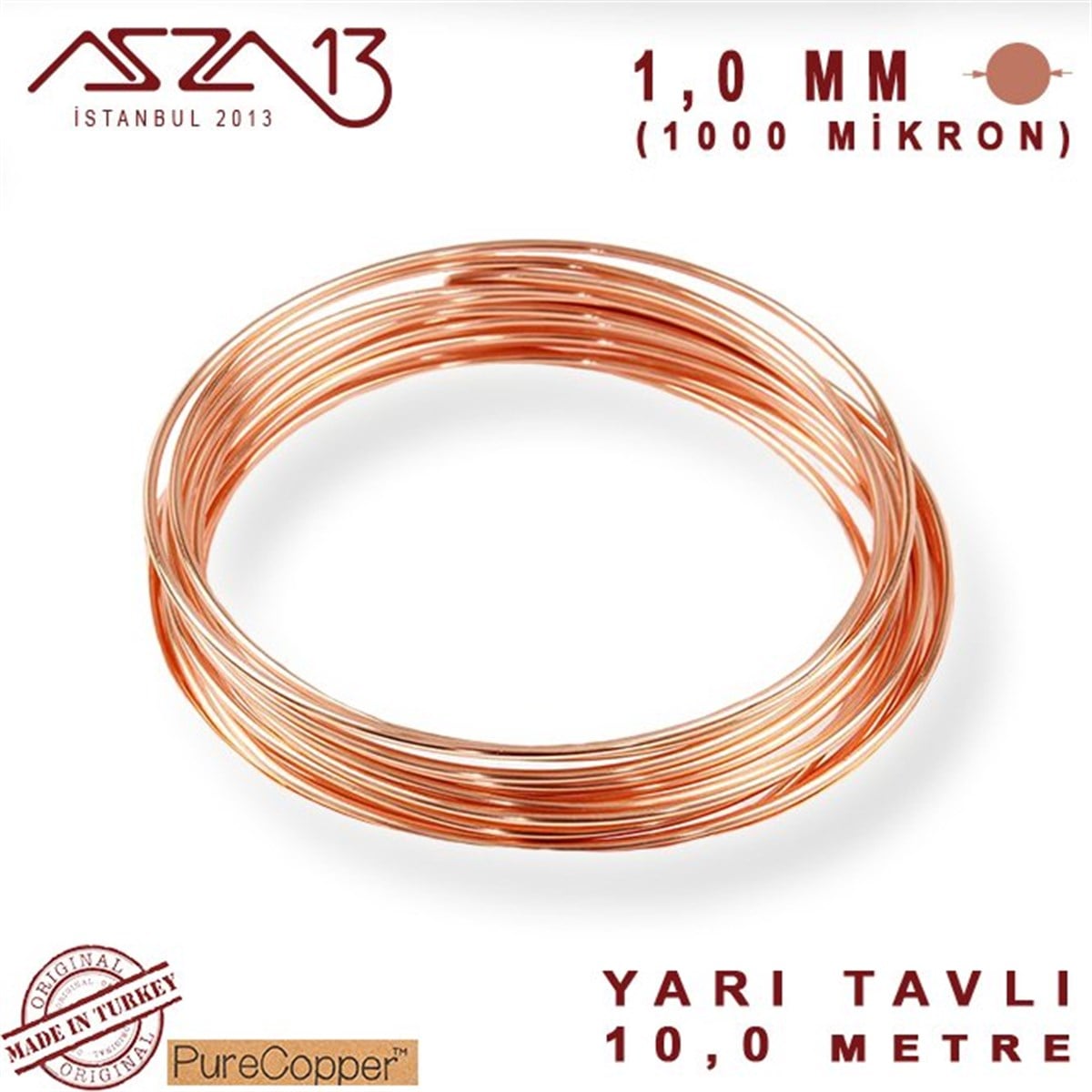 Bakır TelMETALazza131.0 mm (1000 Mikron) Bakır Tel / Paket İçeriği 10 m
