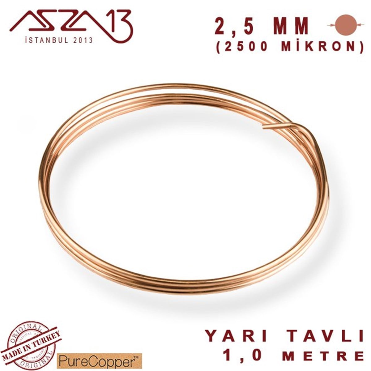 Bakır TelMETALazza132.5 mm (2500 Mikron) Bakır Tel / Paket İçeriği 1 m
