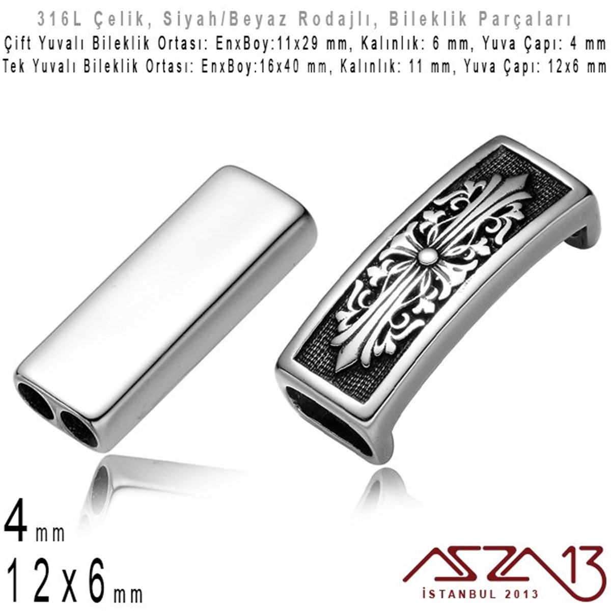 Bileklik MalzemeleriTAKI MALZEMEMarkasız316L Çelik, Siyah / Beyaz Rodajlı,  Logolu / Logosuz, Bileklik Ortası / 1 Adet