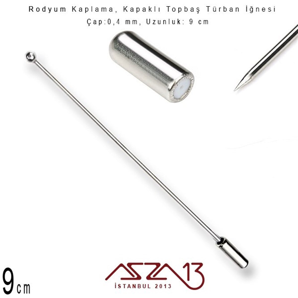 Broş, Toka, Kol Manşeti, TacTAKI MALZEMEMarkasızRodyum Kaplamalı - 9 cm - Kapaklı Türban İğnesi / 1 Adet