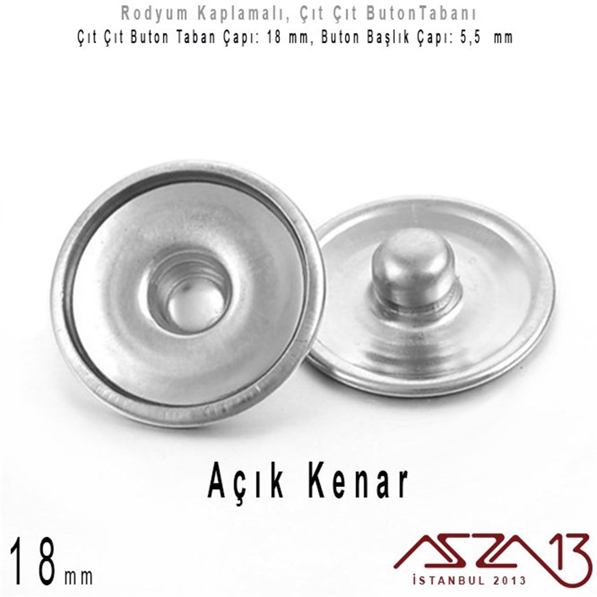Buton MalzemeTAKI MALZEMEMarkasızRodyum Kaplamalı - 18 mm, Çıt Çıt Yuva Buton Altlığı / 4 Adet