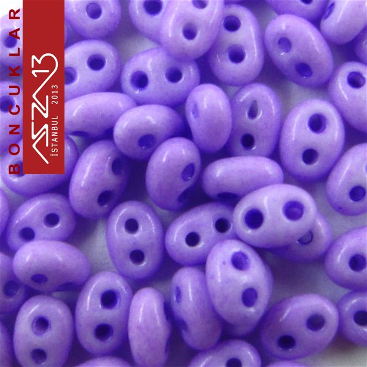 Cam Çift Delikli Twins BoncukBONCUK ve TAŞPreciosa65 Adet 2,5x5 mm Lavanta Renkli Twin Cam Boncuk (3,8 gr)