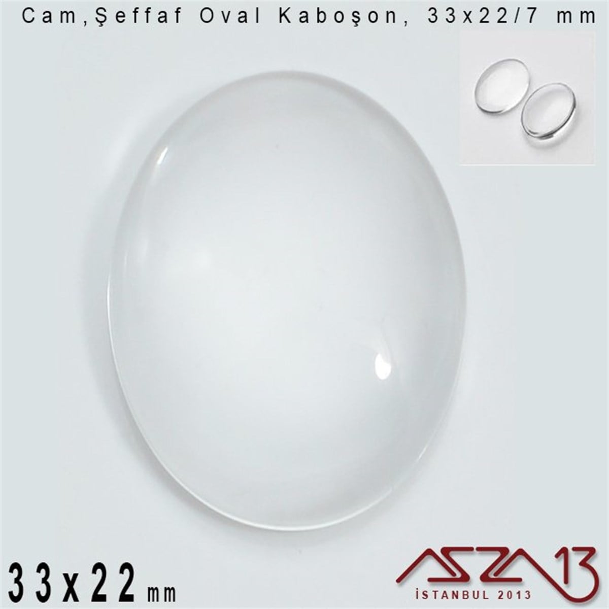 Cam Kaboşon TaşKaboşon ve CameoMarkasızŞeffaf 33x22 mm, Oval Cam Kaboşon / Paket İçeriği 1 Adet