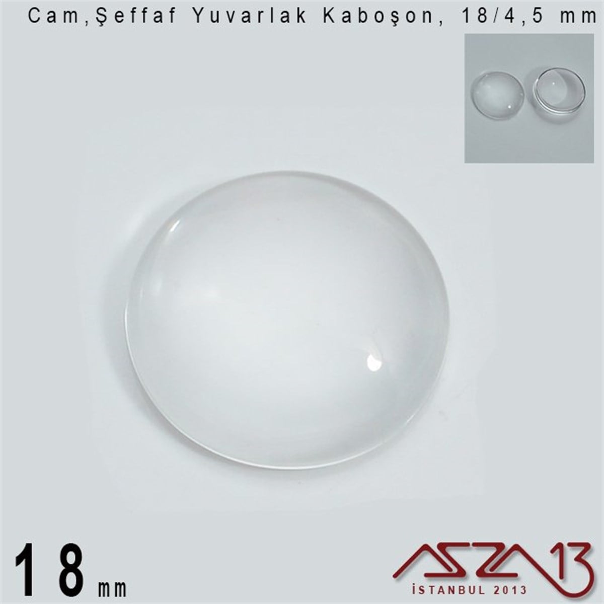 Cam Kaboşon TaşKaboşon ve CameoMarkasızŞeffaf 18 mm, Yuvarlak Cam Kaboşon / Paket İçeriği 1 Adet