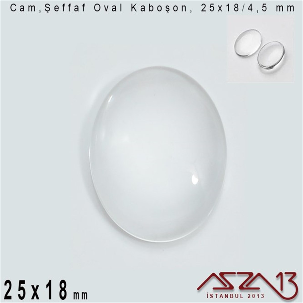 Cam Kaboşon TaşKaboşon ve CameoMarkasızŞeffaf 25x18 mm, Oval Cam Kaboşon / Paket İçeriği 1 Adet
