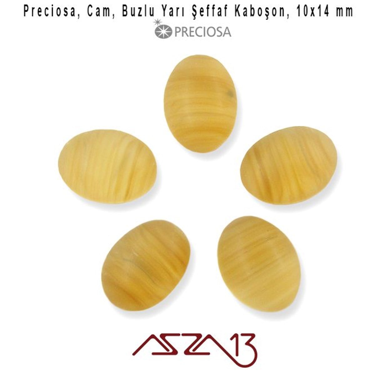 Cam Kaboşon TaşKaboşon ve CameoPreciosaHaki 10x14 Oval Buzlu Cam Kaboşon / Paket İçeriği 5 Adet