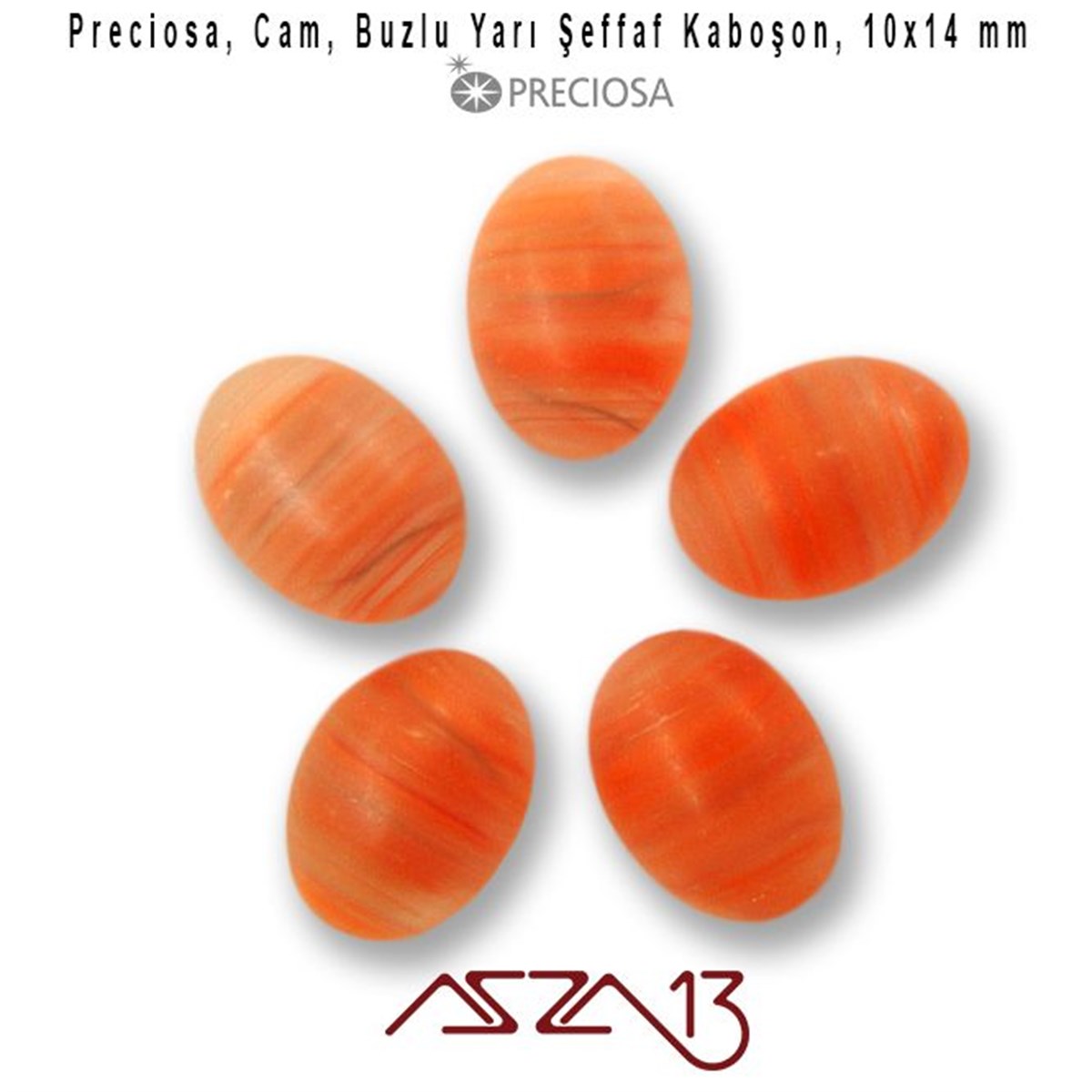 Cam Kaboşon TaşKaboşon ve CameoPreciosaSomon 10x14 Oval Buzlu Cam Kaboşon / Paket İçeriği 5 Adet