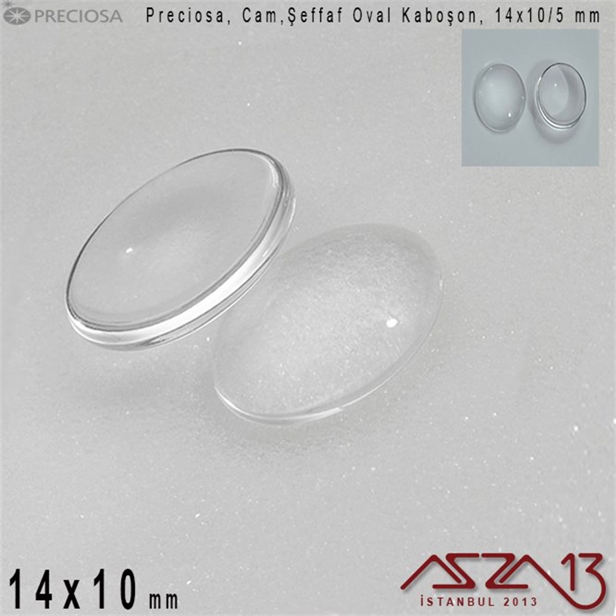 Cam Kaboşon TaşKaboşon ve CameoPreciosaŞeffaf 14x10 mm, Çek, Oval Cam Kaboşon / Paket İçeriği 2 Adet