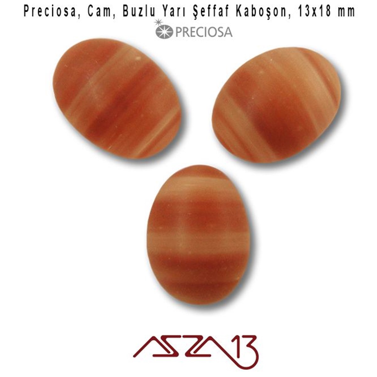 Cam Kaboşon TaşKaboşon ve CameoPreciosaVişne 13x18 Oval Buzlu Cam Kaboşon / Paket İçeriği 3 Adet