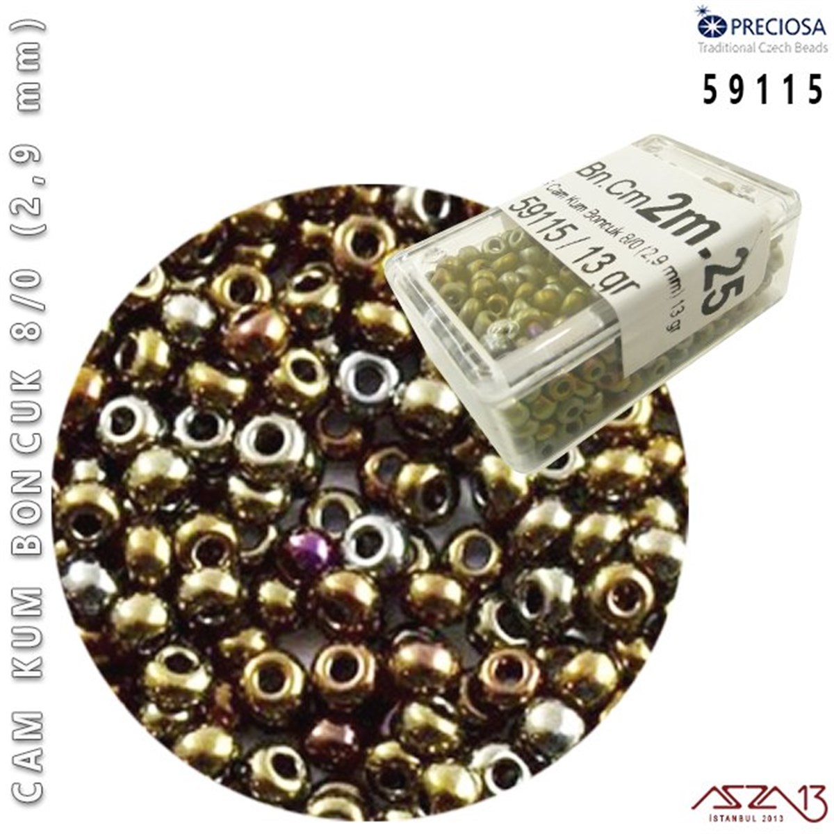 Cam Kum Boncuk 8/0 NumaraBONCUK ve TAŞPreciosa59115 Cam Kum Boncuk 8/0 (2,9 mm) 13 gr