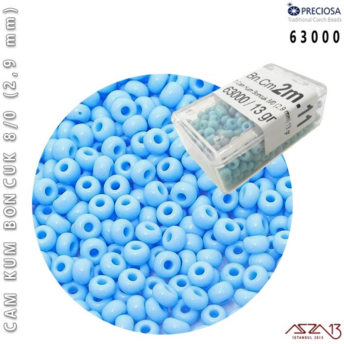 Cam Kum Boncuk 8/0 NumaraBONCUK ve TAŞPreciosa63000 Cam Kum Boncuk 8/0 (2,9 mm) 13 gr