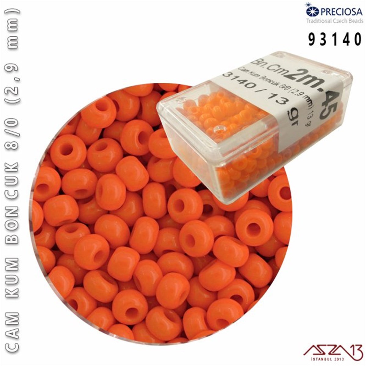 Cam Kum Boncuk 8/0 NumaraBONCUK ve TAŞPreciosa93140 Cam Kum Boncuk 8/0 (2,9 mm) 13 gr