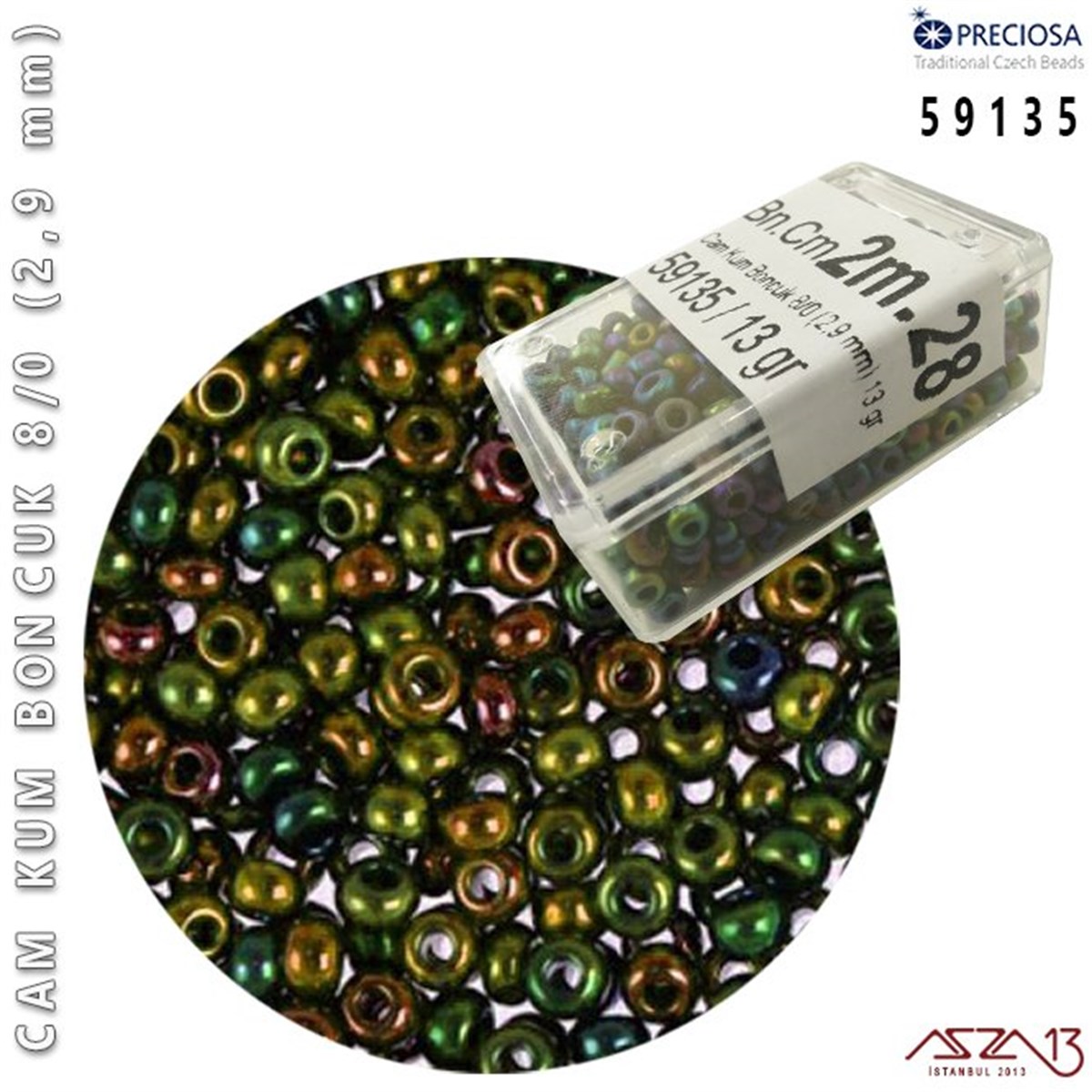 Cam Kum Boncuk 8/0 NumaraBONCUK ve TAŞPreciosa59135 Cam Kum Boncuk 8/0 (2,9 mm) 13 gr