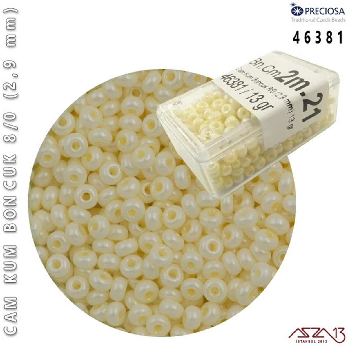 Cam Kum Boncuk 8/0 NumaraBONCUK ve TAŞPreciosa46381 Cam Kum Boncuk 8/0 (2,9 mm) 13 gr