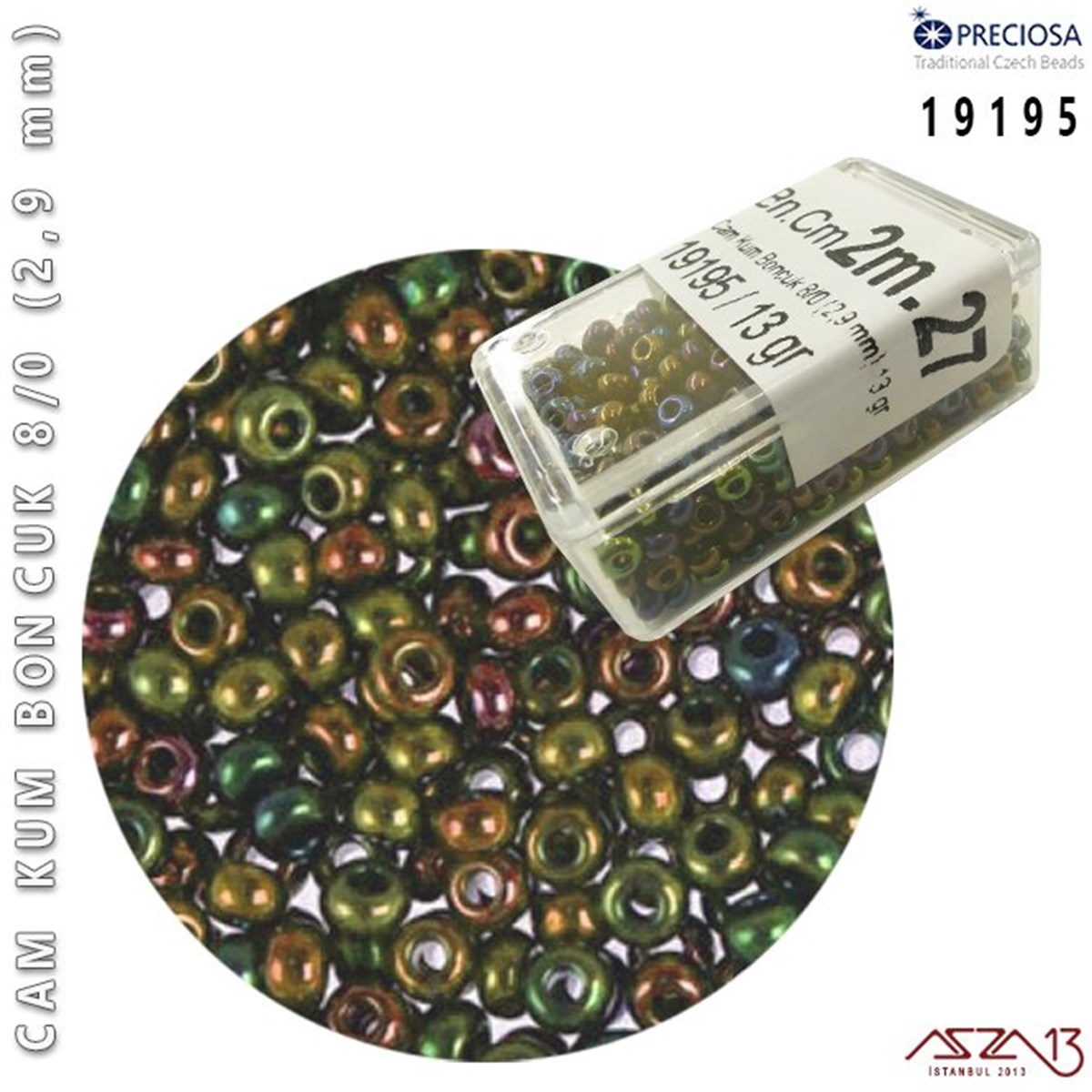 Cam Kum Boncuk 8/0 NumaraBONCUK ve TAŞPreciosa19195 Cam Kum Boncuk 8/0 (2,9 mm) 13 gr