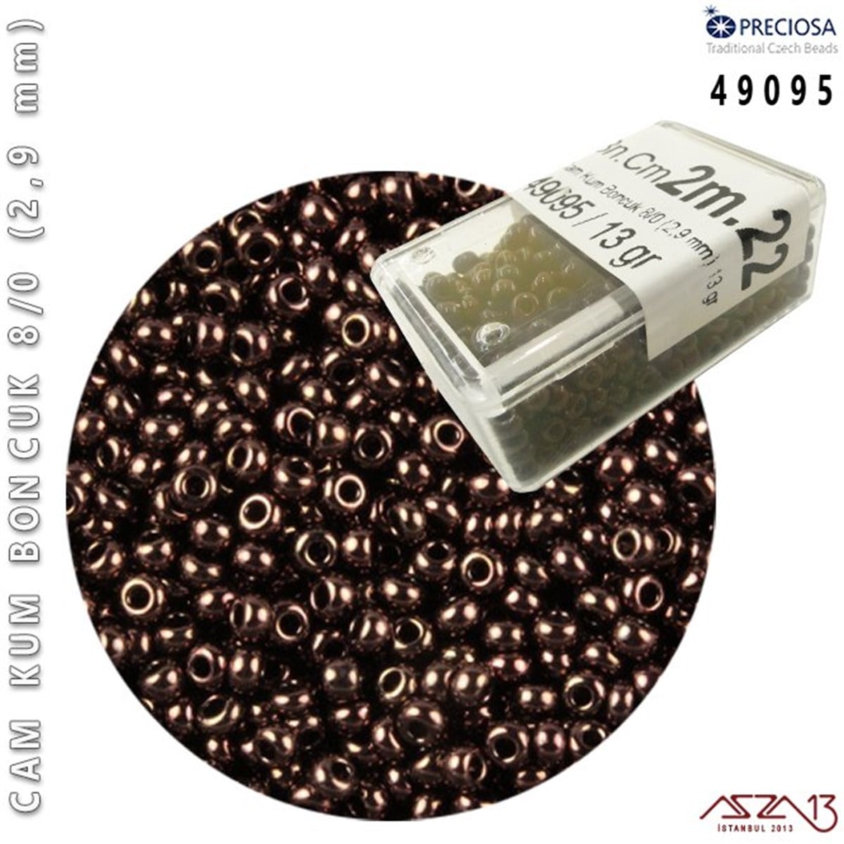 Cam Kum Boncuk 8/0 NumaraBONCUK ve TAŞPreciosa49095 Cam Kum Boncuk 8/0 (2,9 mm) 13 gr