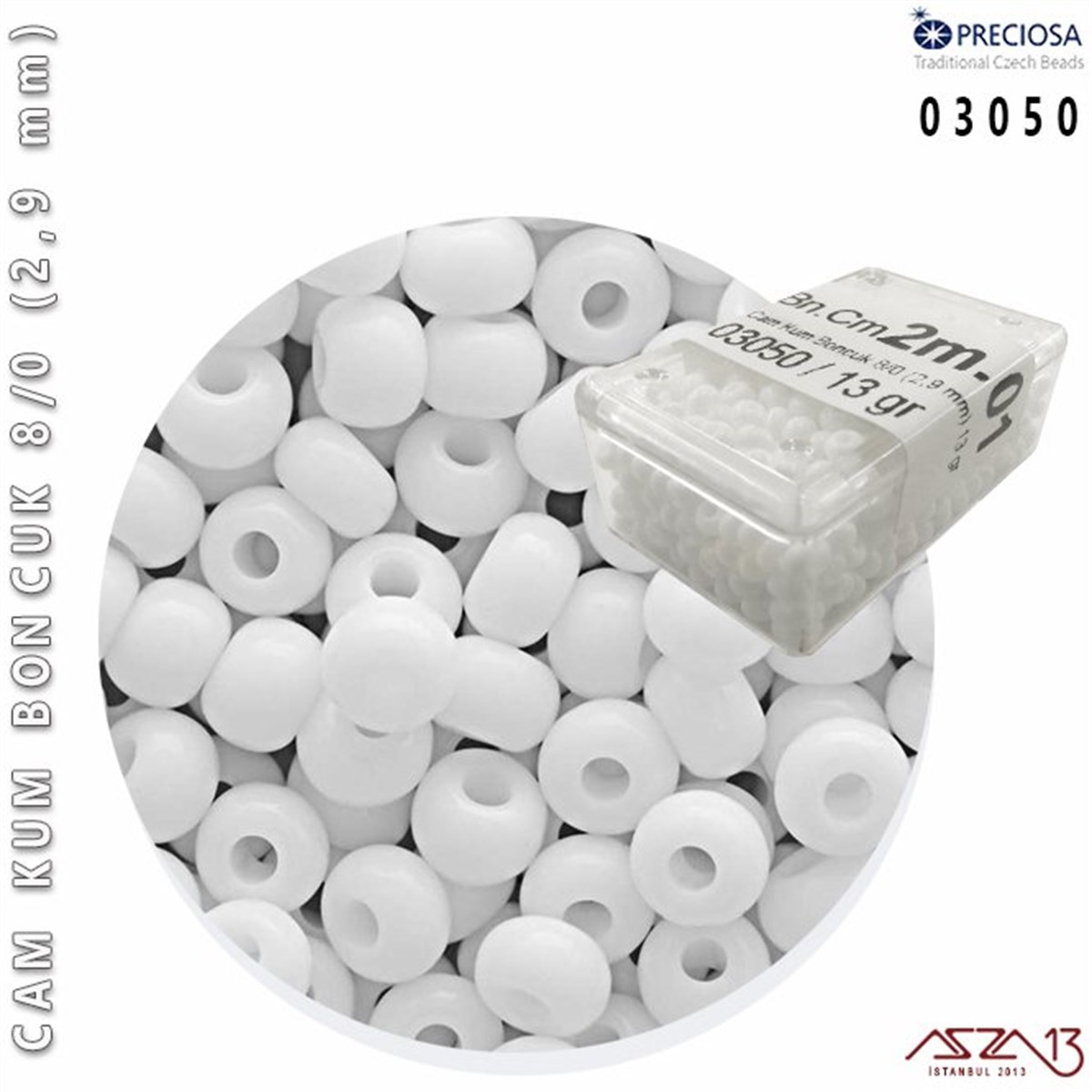 Cam Kum Boncuk 8/0 NumaraBONCUK ve TAŞPreciosa03050 Cam Kum Boncuk 8/0 (2,9 mm) 13 gr