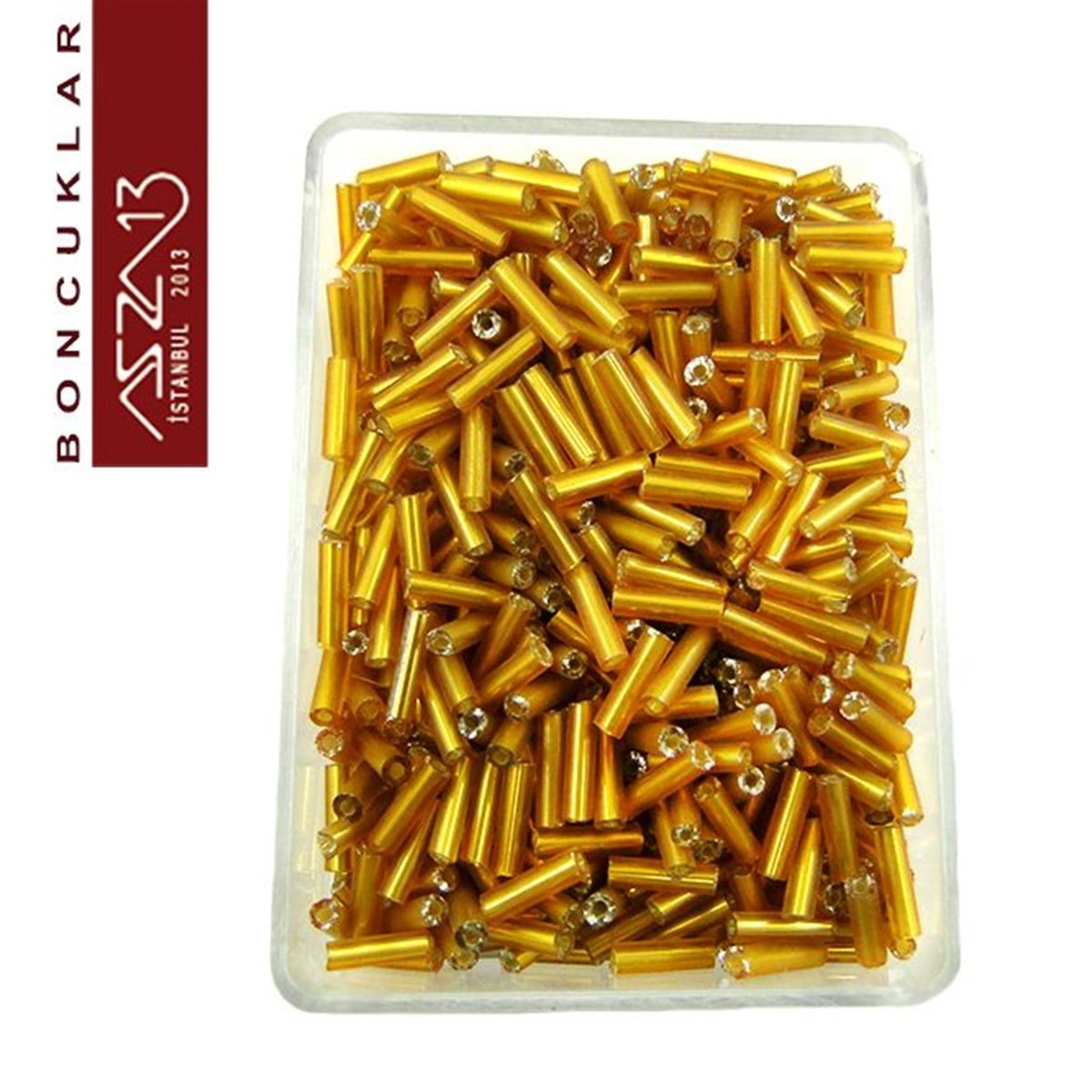 Cam Kum BoncukBONCUK ve TAŞMarkasız2x7 mm Altın Silindirik Kum Cam Boncuk
