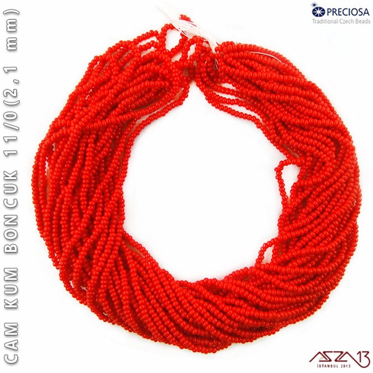 Cam Kum BoncukBONCUK ve TAŞPreciosaBayrak Kırmızısı Cam Kum Boncuk 11/0 (2,1 mm) 40 gr