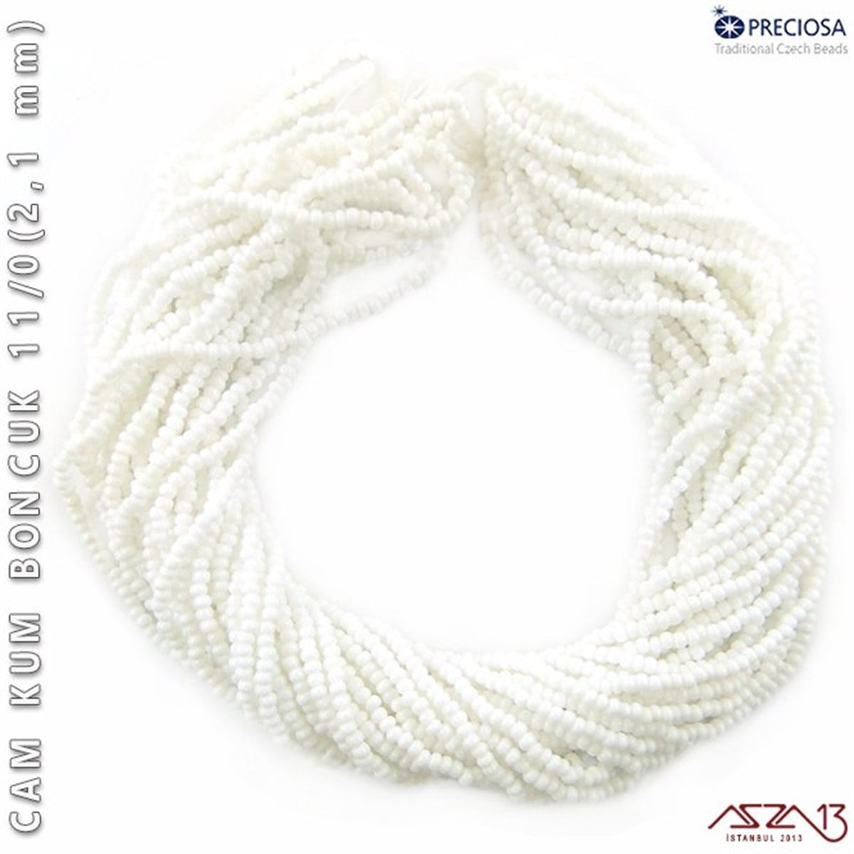 Cam Kum BoncukBONCUK ve TAŞPreciosaBeyaz Cam Kum Boncuk 11/0 (2,1 mm) 40 gr