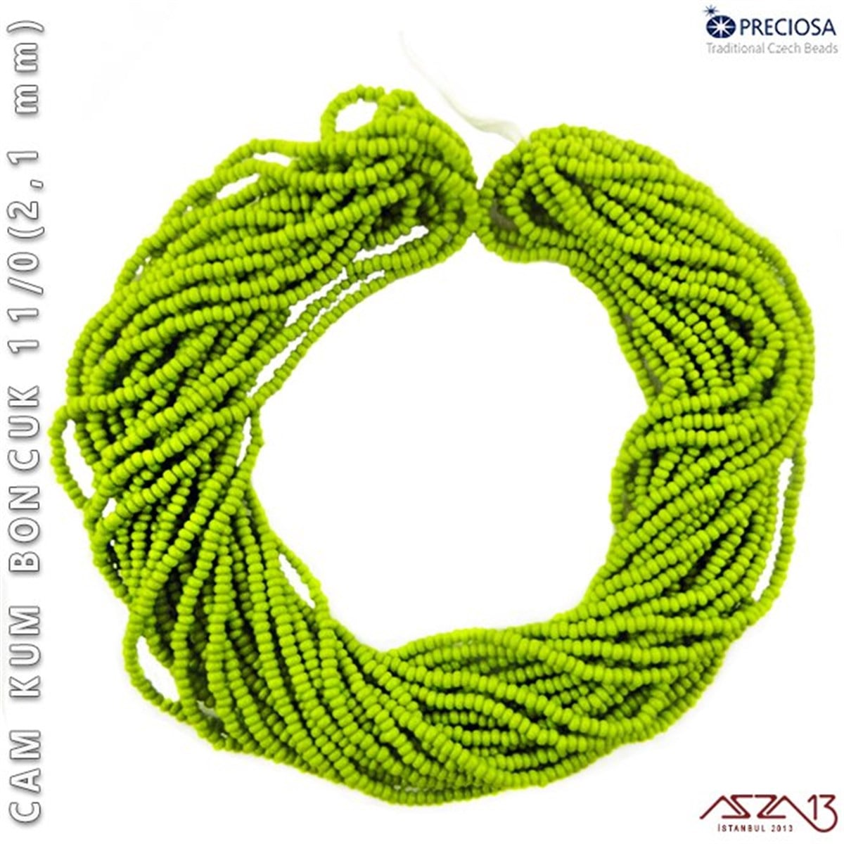Cam Kum BoncukBONCUK ve TAŞPreciosaFıstık Yeşili Cam Kum Boncuk 11/0 (2,1 mm) 40 gr