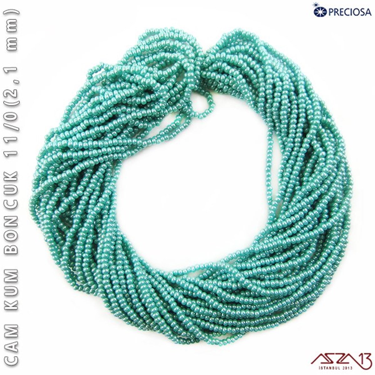 Cam Kum BoncukBONCUK ve TAŞPreciosaİncili Camgöbeği Cam Kum Boncuk 11/0 (2,1 mm) 40 gr