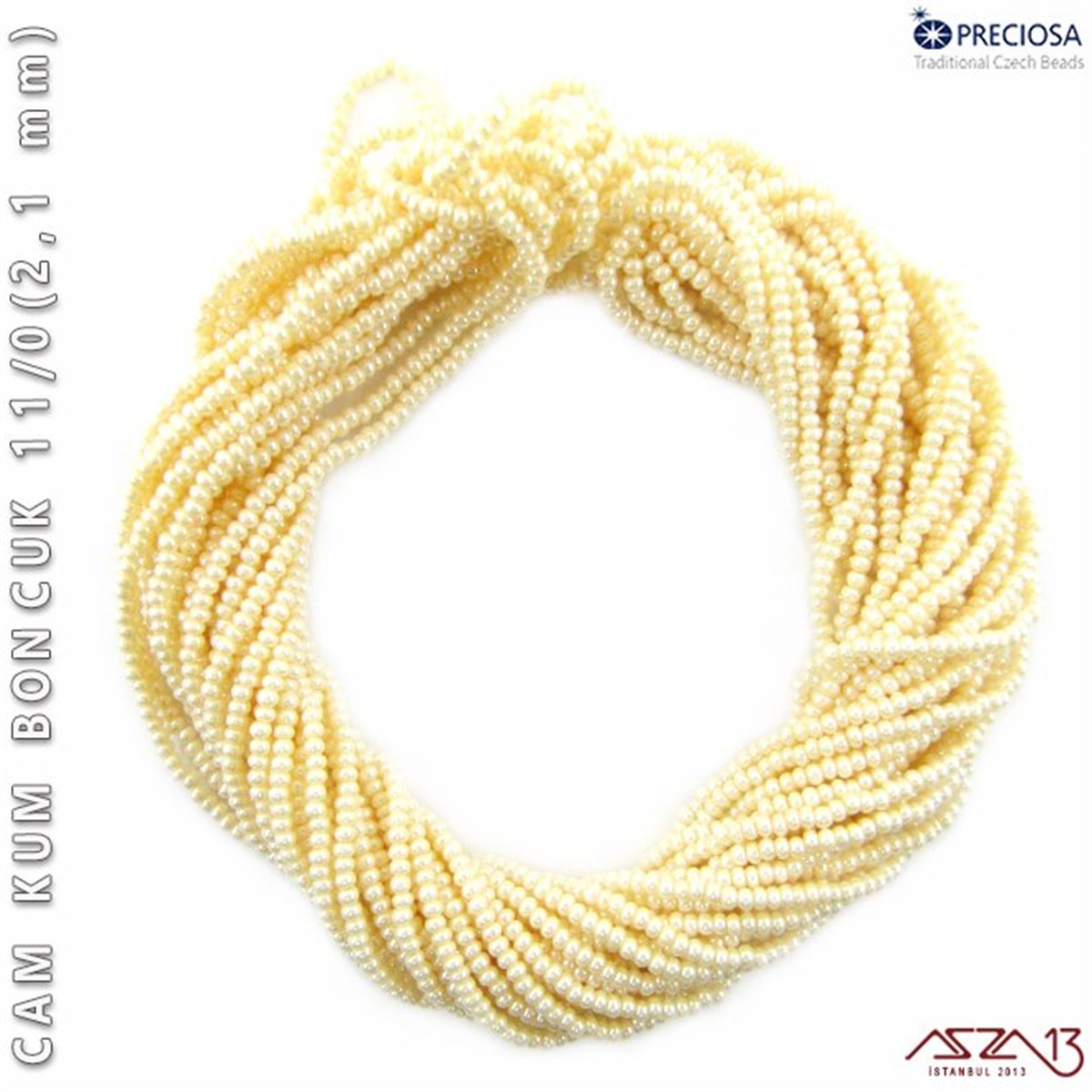 Cam Kum BoncukBONCUK ve TAŞPreciosaİncili Açık Bej Cam Kum Boncuk 11/0 (2,1 mm) 40 gr