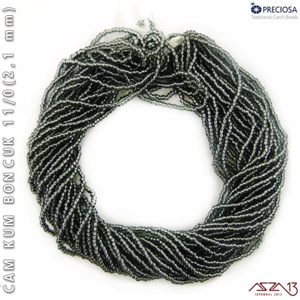 Cam Kum BoncukBONCUK ve TAŞPreciosaİncili Koyu Füme Cam Kum Boncuk 11/0 (2,1 mm) 40 gr