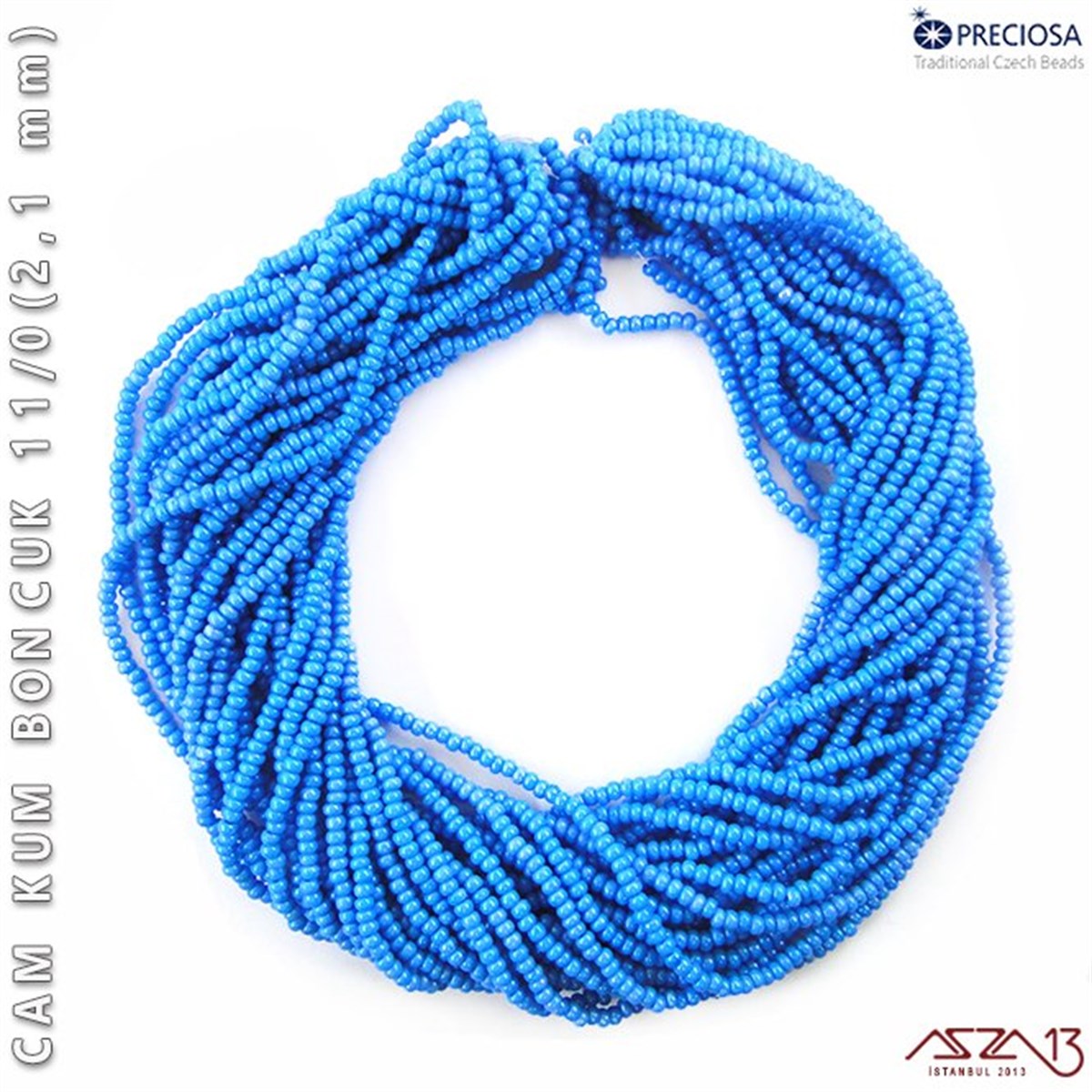 Cam Kum BoncukBONCUK ve TAŞPreciosaİncili Okyanus Mavi Cam Kum Boncuk 11/0 (2,1 mm) 40 gr