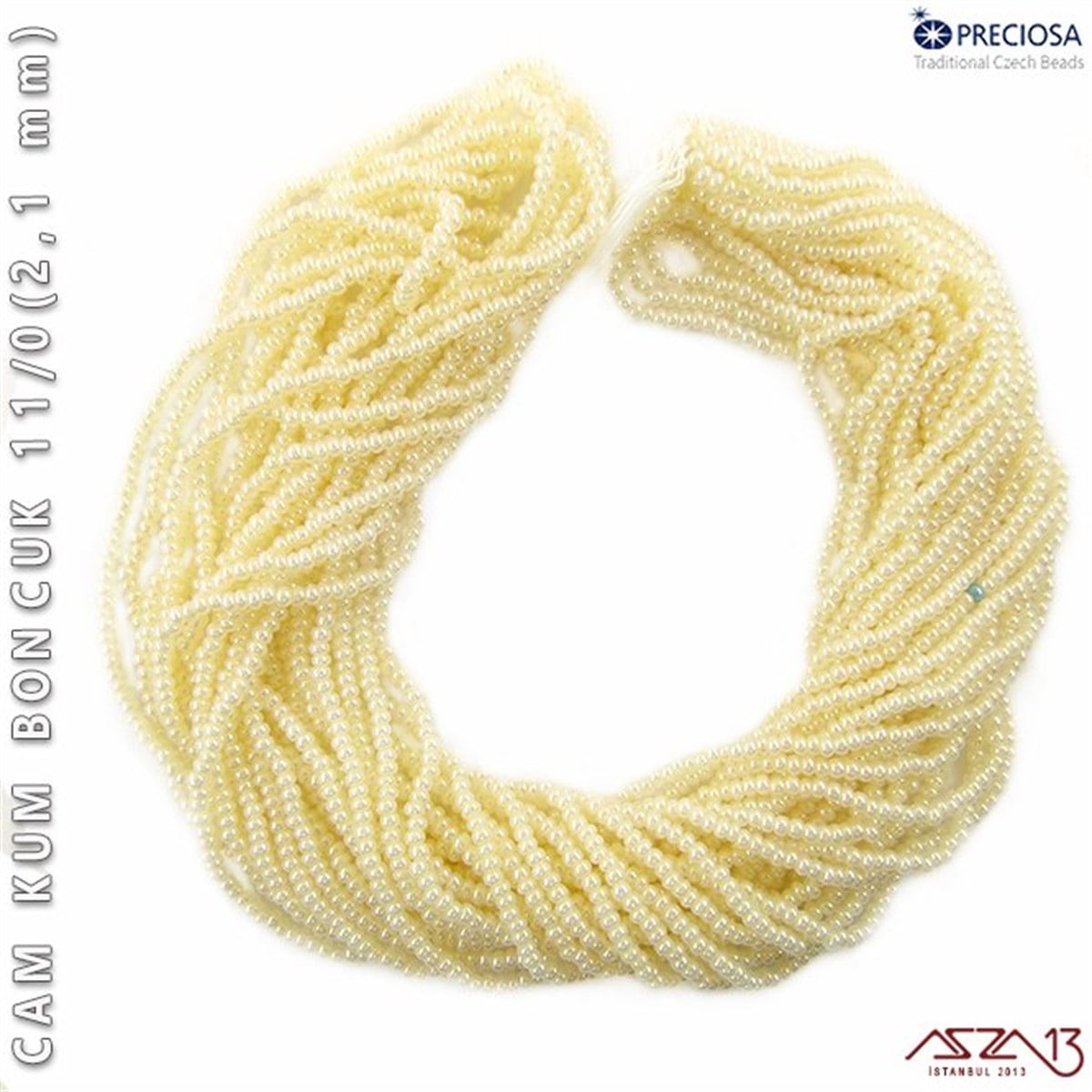 Cam Kum BoncukBONCUK ve TAŞPreciosaİncili Beyaz Cam Kum Boncuk 11/0 (2,1 mm) 40 gr
