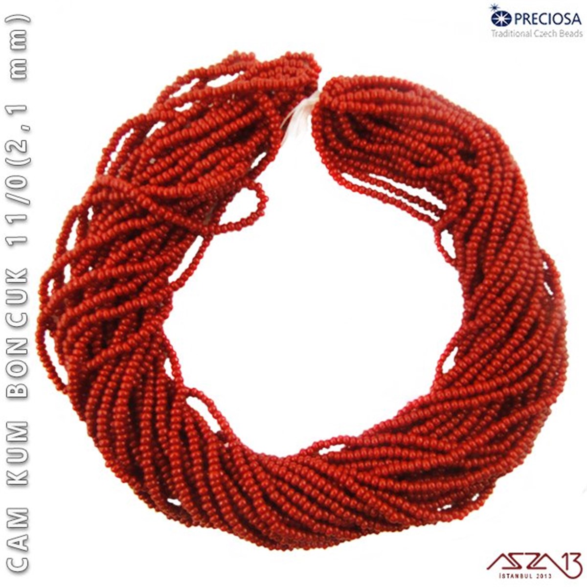 Cam Kum BoncukBONCUK ve TAŞPreciosaKırmızı Cam Kum Boncuk 11/0 (2,1 mm) 40 gr