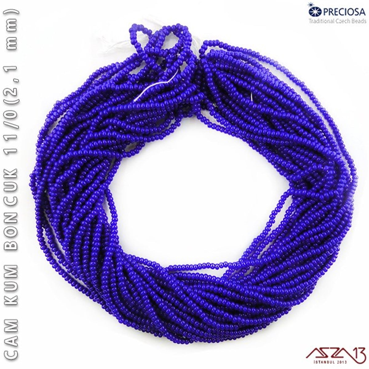 Cam Kum BoncukBONCUK ve TAŞPreciosaKobalt Mavi Cam Kum Boncuk 11/0 (2,1 mm) 40 gr