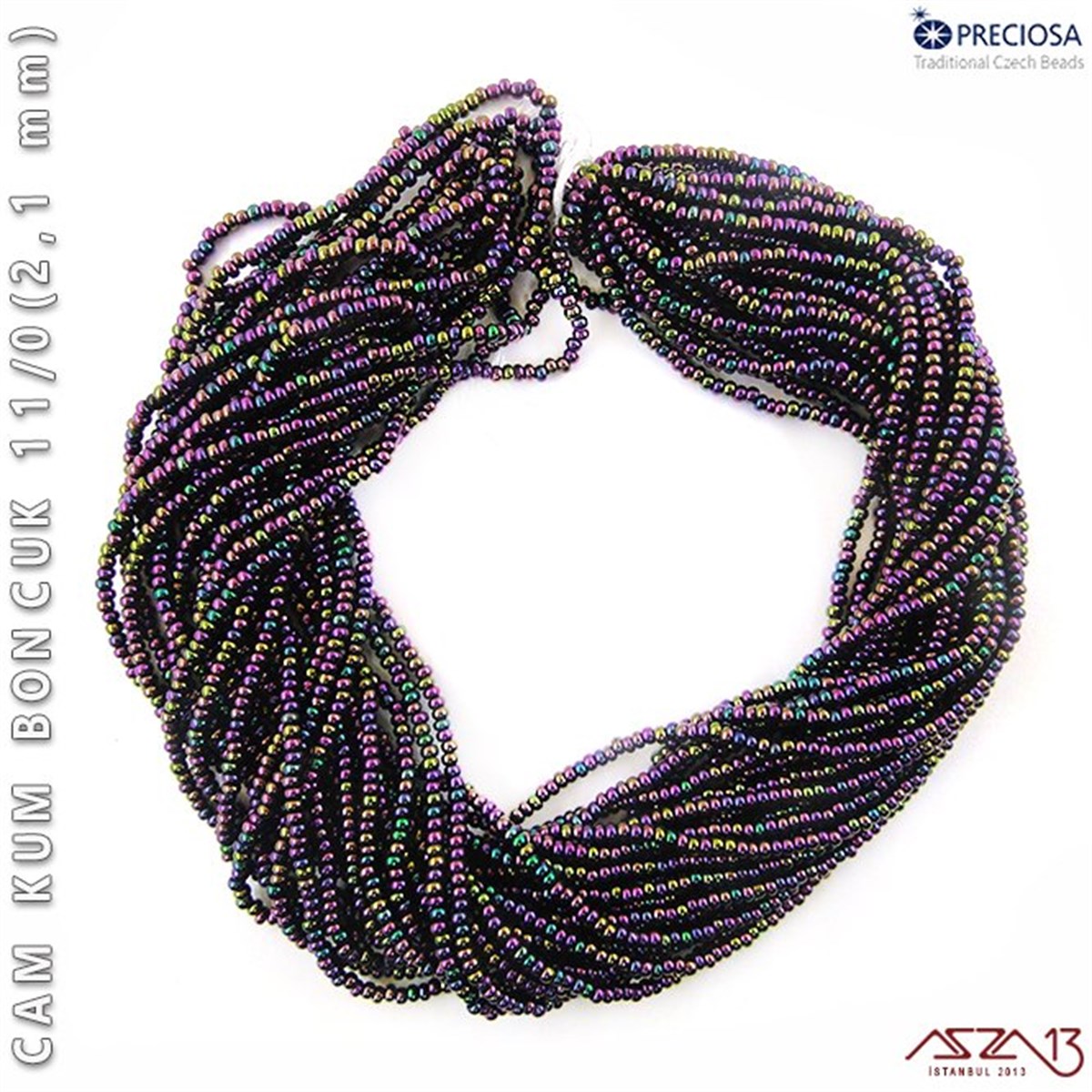 Cam Kum BoncukBONCUK ve TAŞPreciosaMetalik Janjanlı Mor Cam Kum Boncuk 11/0 (2,1 mm) 40 gr