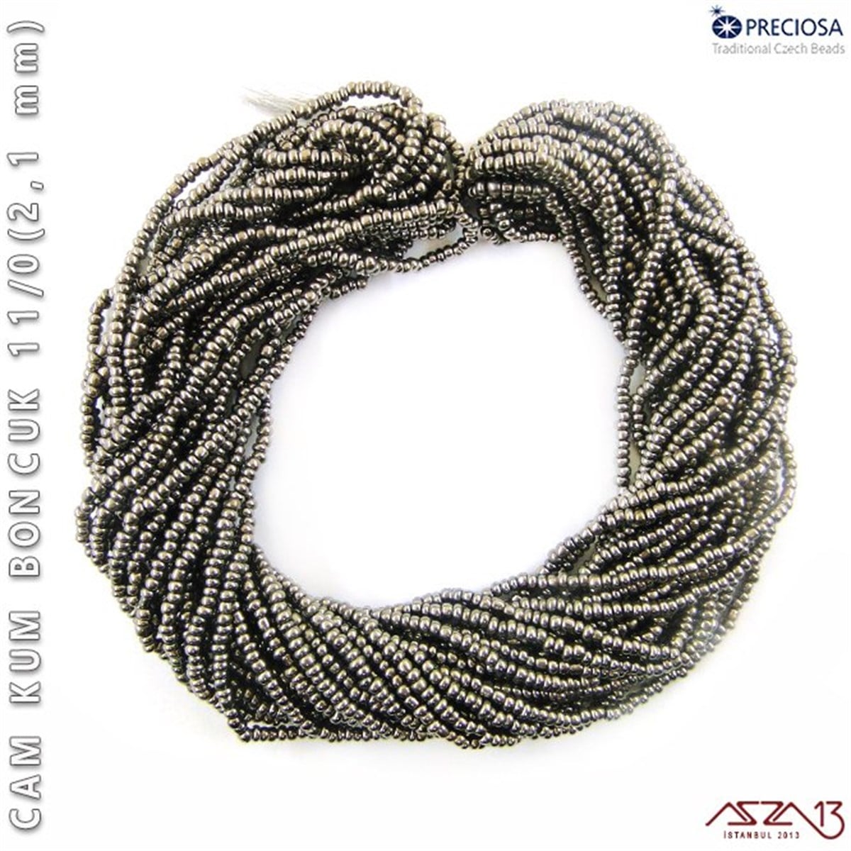 Cam Kum BoncukBONCUK ve TAŞPreciosaMetalik Gri Cam Kum Boncuk 11/0 (2,1 mm) 40 gr