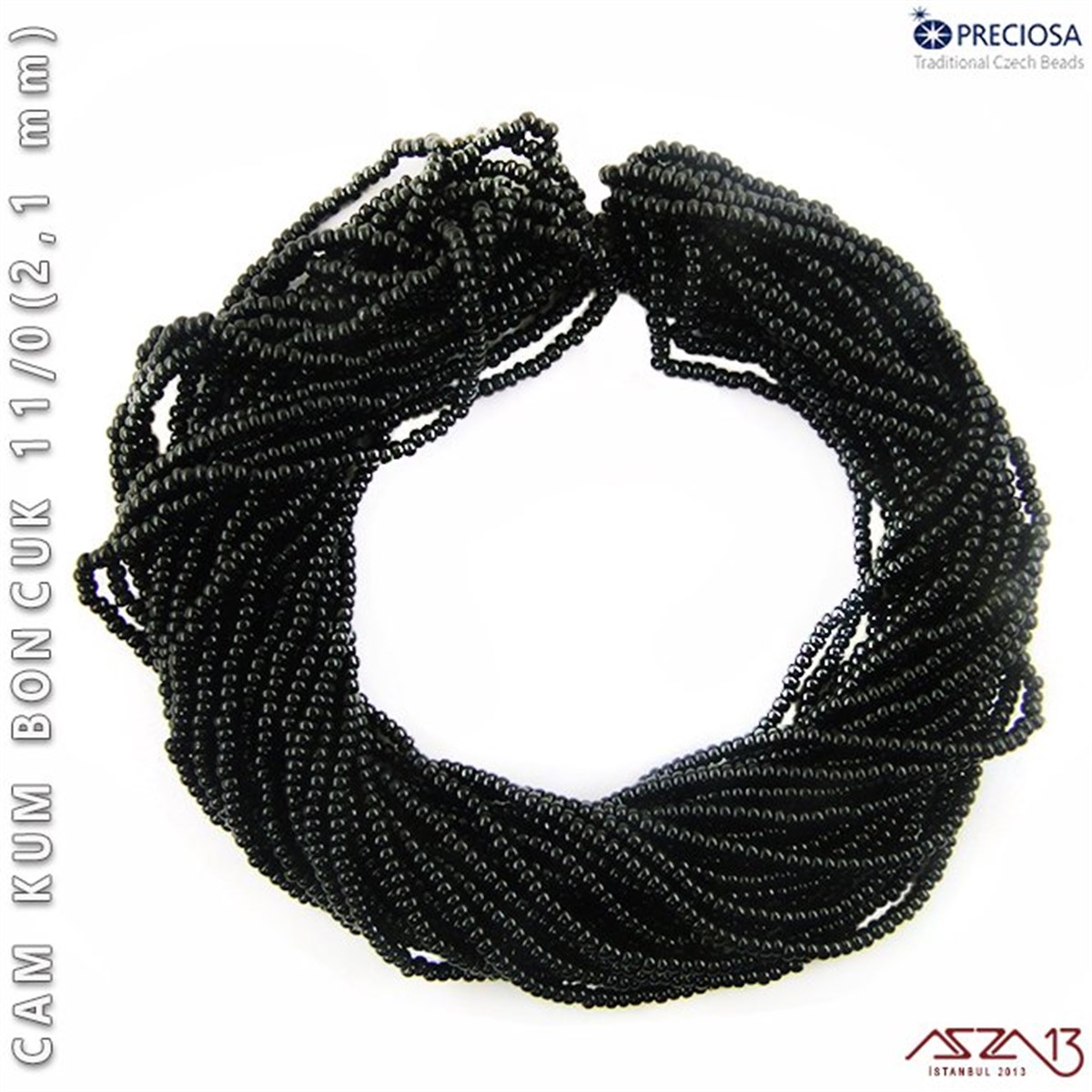 Cam Kum BoncukBONCUK ve TAŞPreciosaSiyah Cam Kum Boncuk 11/0 (2,1 mm) 40 gr