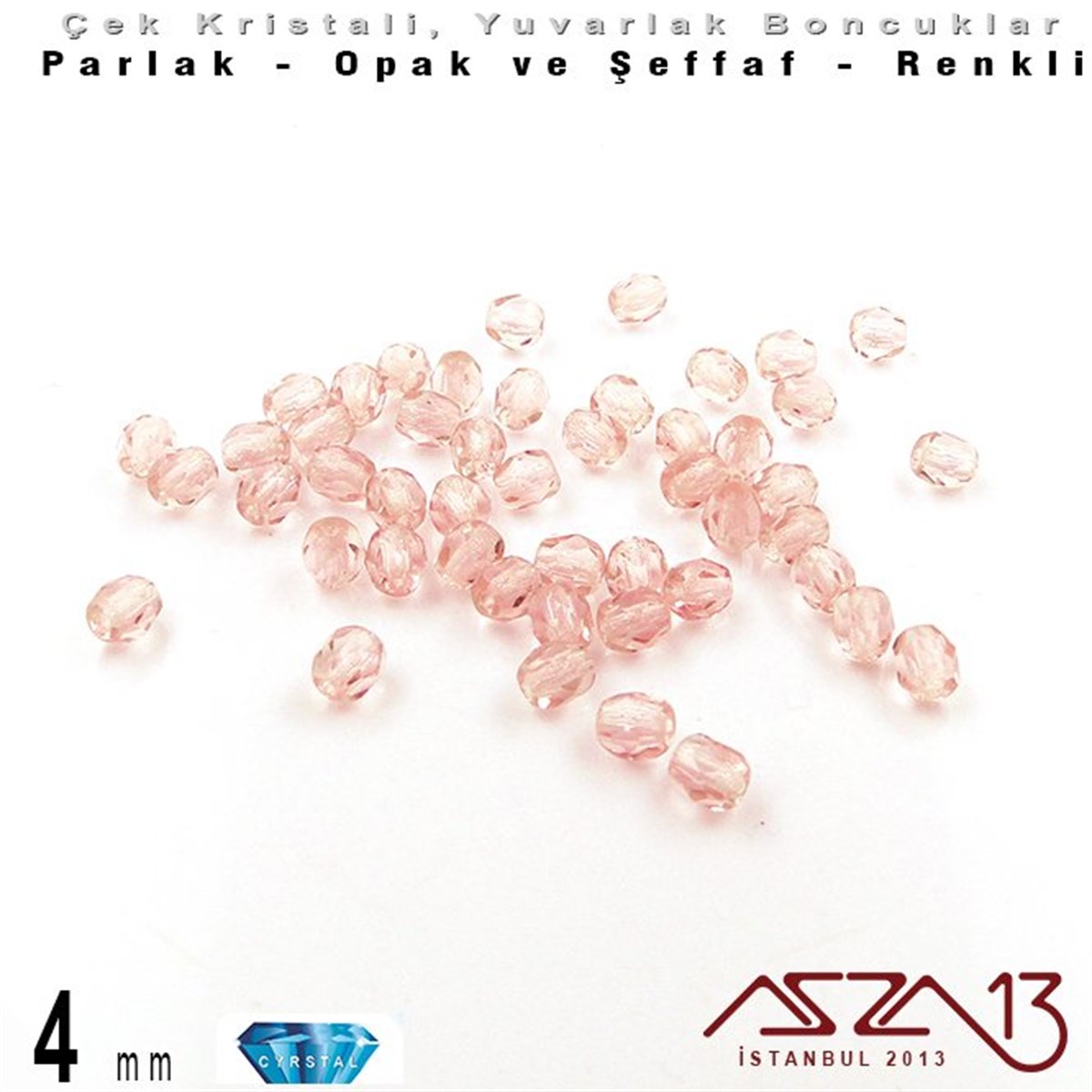 Çek  Kristal BoncukBONCUK ve TAŞMarkasızÇek Kristal Boncuk - Fire Polish - Yuvarlak - 4 mm - Blush Rose - 48 Adet